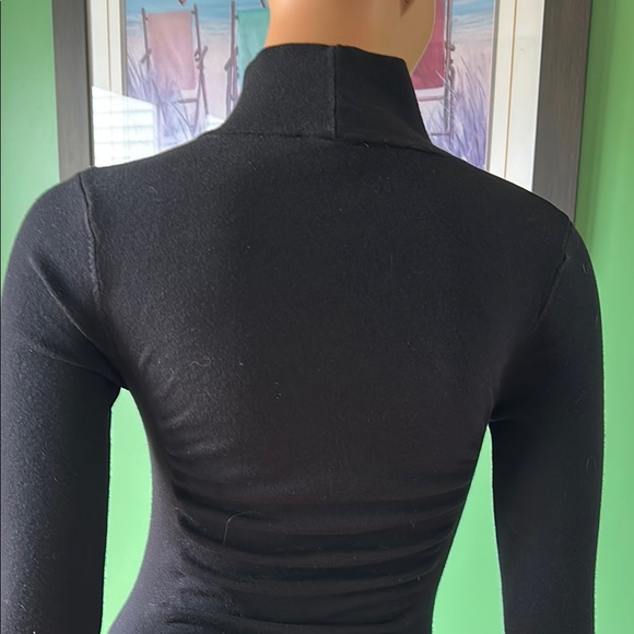 💜💜NWOT Express Black Ribbed Ruched Bodycon Dress💜💜 - Picture 5 of 10